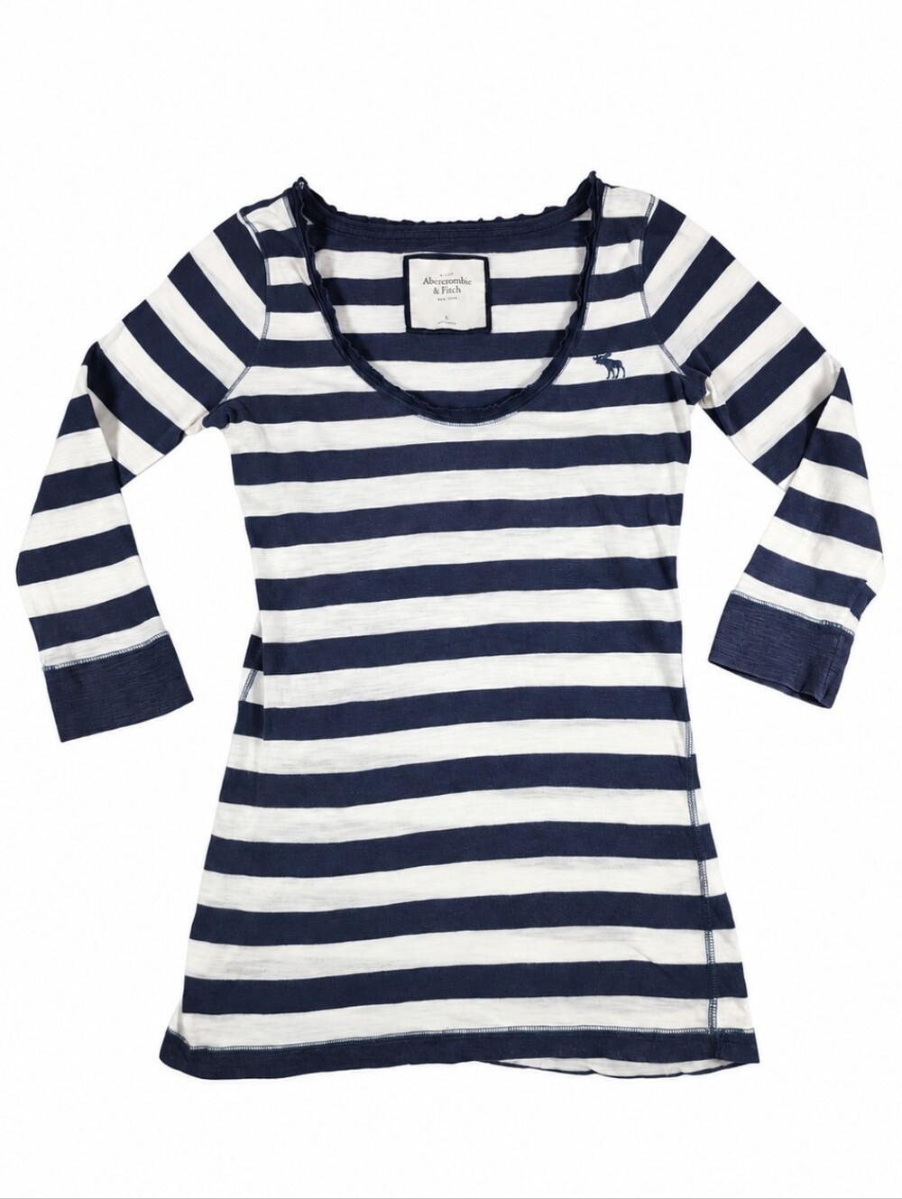 Abercrombie & Fitch Y2K Striped Scoop Neck Long Sleeve Top M Moose